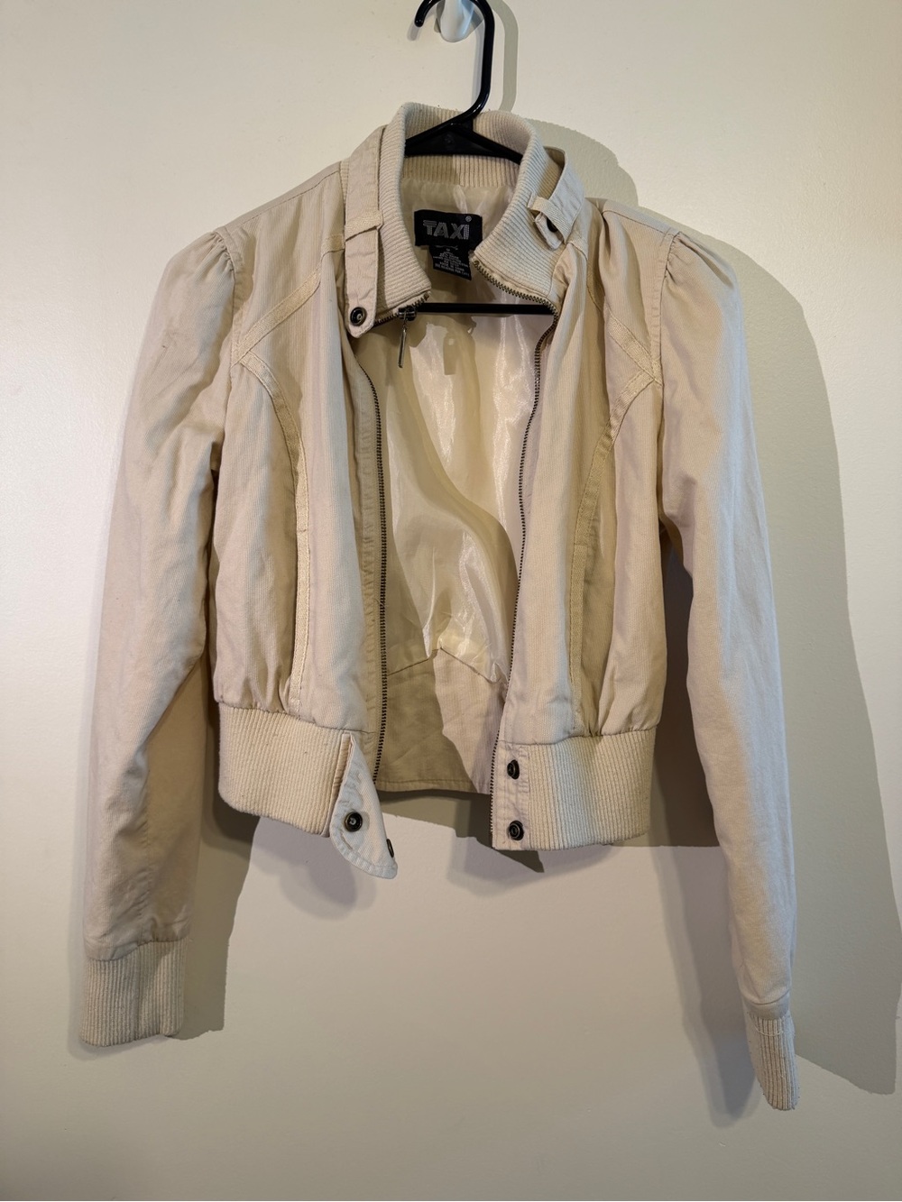 TAXI Women's Light Cream Bomber Jacket